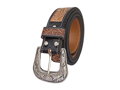 Western Genuine Leather Tooled Belt with Hand Painted Design 30IS0064