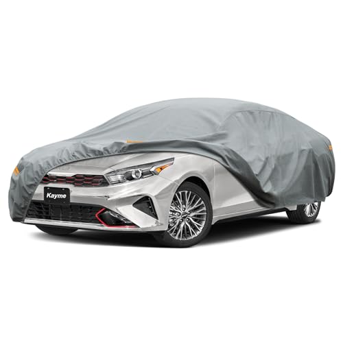 Kayme Heavy Duty Car Cover Custom Fit Kia Forte (2017-2025) Waterproof All Weather for Automobiles, Full Exterior Covers Sun Rain UV Protection.（Del
