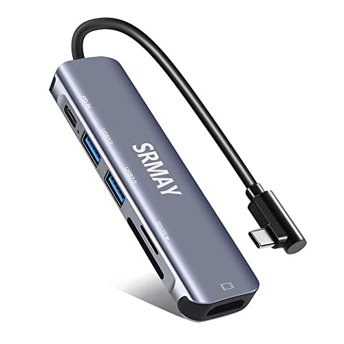 USB c Adapter hub,SRMAY USB C hdmi hub Adapter 6 in 1 mit 4K HDMI Ausgang,SD/TF Kartenleser, 100w PD kompatibel für MacBook Pro/Air,Laptop und andere Typ C Geräte Cover