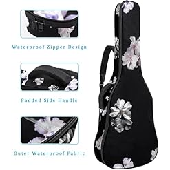 Housse de transport étanche pour guitare avec bandoulière réglable Motif fleurs sur fond noir, Multicolore 01., 42.9×16… - Les Beatles, Paul McCartney, John Lennon, RIngo Starr, George Harrison Housse de transport étanche pour guitare avec bandoulière réglable Motif fleurs sur fond noir, Multicolore 01., 42.9x16… – Image 4