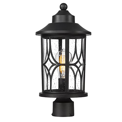 zeyu Farmhouse 17 Inch Outdoor Pole Light with Seeded Glass