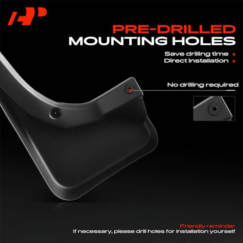 Image of A-Premium Mud Flaps Compatible with Mercedes-Benz GLK280 2009, GLK300 2010-2015, GLK350 2009-2015, No Drilling Required Mud Guards with Hardware Accessories, Set of 4 Front and Rear