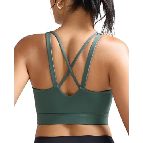 RUNNING GIRL High Impact Sports Bras for Women, High Support Running Sports Bra Moulded Cup Strappy Sports Bras U-bean Green Small