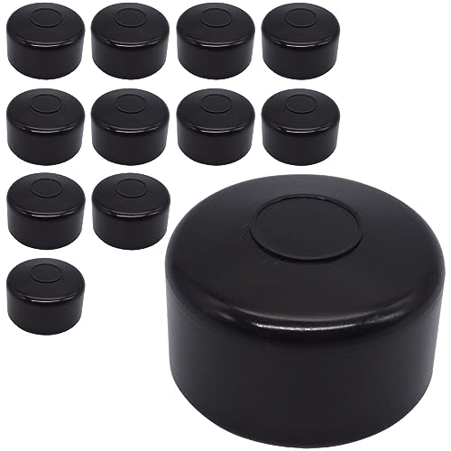 SKIR'CO Tapones para postes de valla, tapas redondas de plástico negro de 48,3 mm para postes de valla redondos, cubiertas de postes de valla, color negro RAL 9005 (12 unidades)