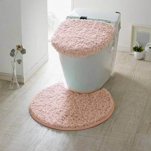 [ベルメゾン] トイレマット ふたカバー 2点 セット 洗える ピンク 標準(円形)マット＆温水(新)フタセット