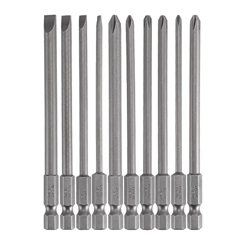 Yinixin Slotted And Cross Head - Hex Shank Screwdriver Bits Set (10Pcs 1/4 Inch With Storage Case) - Magnetic Tips - Quick Release Shank For Easy Attachment - Solid S2 Steel Alloy #TOP22
