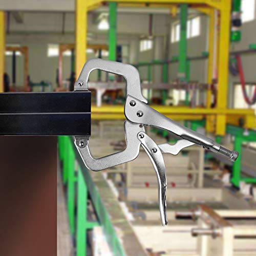Image of HOZEON 3 PCS 11 Inch C Clamp Locking Pliers with Swivel Pads, Heavy Duty Locking Pliers, Woodworking Clamps Set, Adjustable Nickel Plated C Plier for Wood Working, Welding, Electrician Maintenance