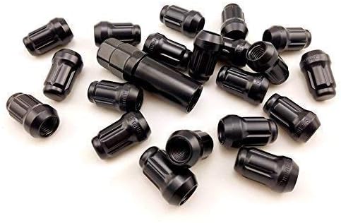 Amazon Tuning Monster スチール製ホイールナット 個セット兼用ソケット付き トヨタ 三菱 ホンダ マツダ ダイハツなどに適用 高さ33mm 外6角 花形ロックナット 4穴 5穴 袋ナット 社外ナット 盗難防止 M12x1 5 ブラック ナット 車 バイク