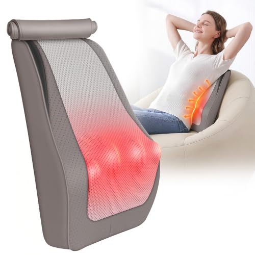 Image of Snailax Back Massager with Heat, Shiatsu Deep Kneading Massage Pillow with 3 Intensities, 3 Heat Levels & Bi-Directional Rotation for Lower Back, Neck, Shoulders and Legs Gift for Women Men, Beige
