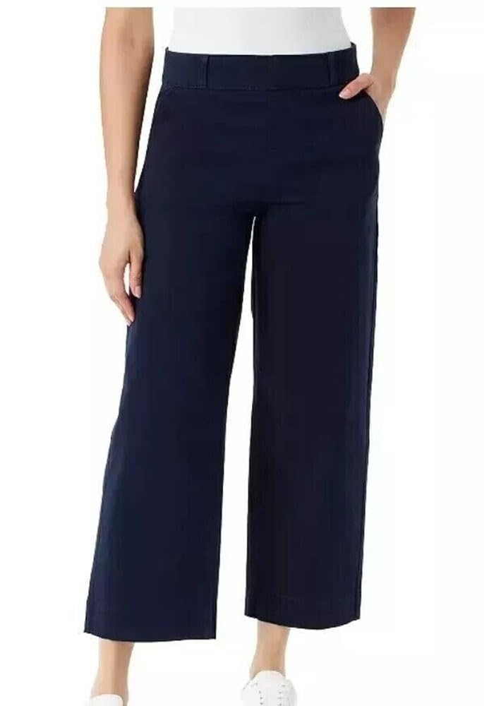 Gloria Vanderbilt Womens Wide Leg Pull On Crop Pants with Smoothing Tummy Panel