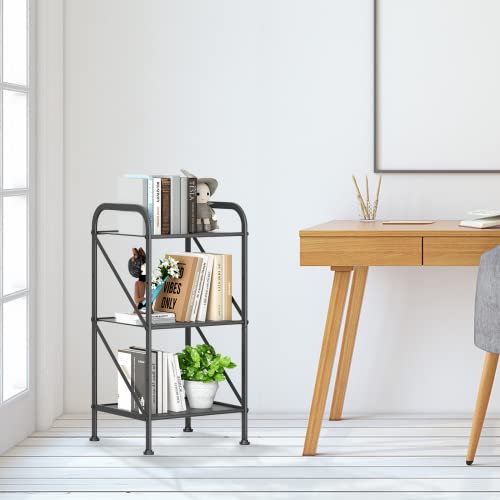 Dmplus 3-Tier Expandable Shelving Rack, Set Of 2 End Table With Adjustable Shelf, Plant Stands, Standing Shelf Units For Living Room, Bedroom, Kitchen, Bathroom, Office, Charcoal Black Ssr01B2 #TOP5