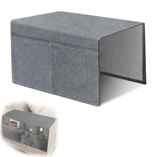 Accoudoir Canapé Organisateur, Rangement pour Canapé, Organisateur de canapés avec 2 Poches, Pochette de Rangement Peu Encombrante pour Téléphone...