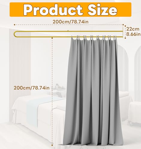 Image of U-Shape Privacy Partition Curtains, Wall-Mounted Room Divider with Metal Support, 6.56ft Medical Curtain for Bedroom, Beauty Salon, Fitting Room, DIY Setup