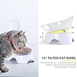 MILIFUN Double Dog Cat Bowls - Pets Water and Food Bowl Set, 15°Tilted Water and Food Bowl Set with Automatic Waterer Bottle for Small or Medium Size Dogs Cats - Image 2