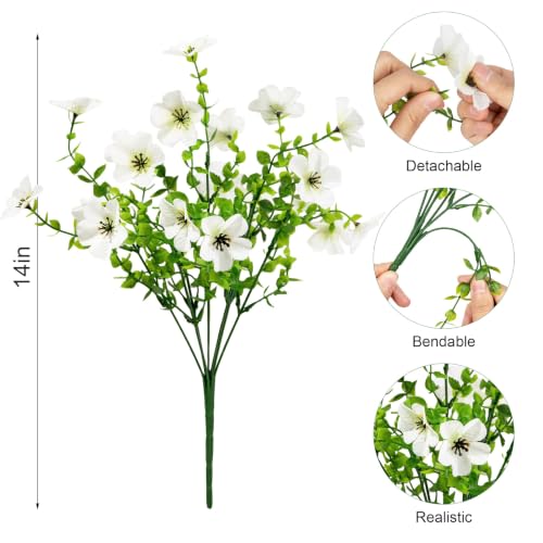 Image of Bassion 20 Bundles Artificial Violet Flowers for Outdoors, White