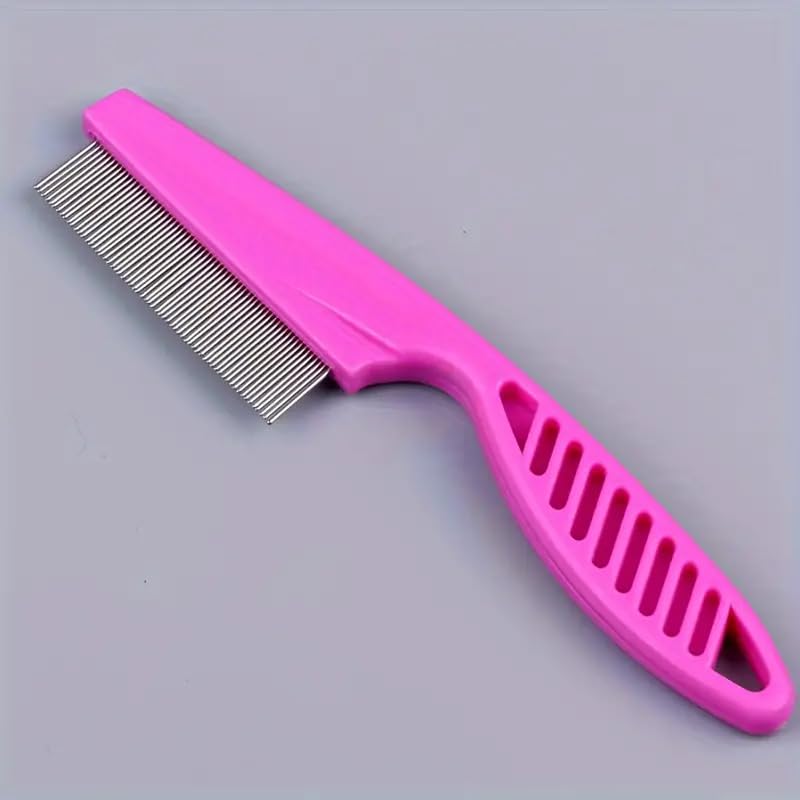 2-in-1 Stainless Steel Pet Comb, Cleaning and Grooming Comb - Perfect for Dog & Cat Grooming, Pink