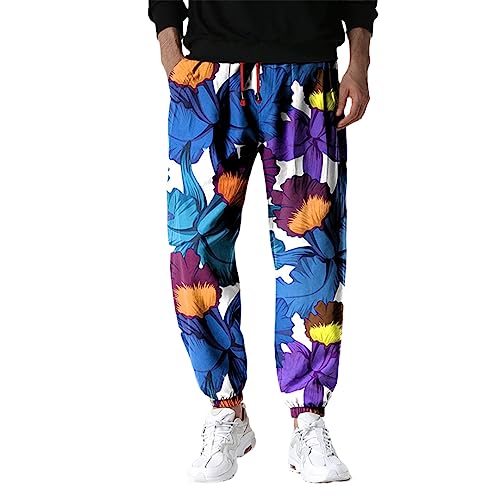 Pantalon de jogging imprimé floral XXL style Harajuku