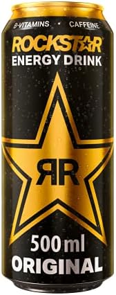 Rockstar Energy Drink - Original - Non-Alcoholic - 200 mg Caffeine - Caffeinated Drink with Taurine, Guarana, Ginseng, & B-Vitamins - 12 x 500ml cans