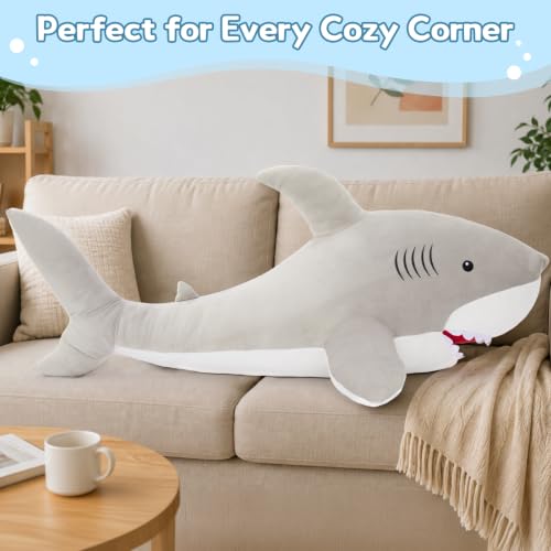 Image of MorisMos Giant Shark Stuffed Animal, 47 inch Large Shark Plush