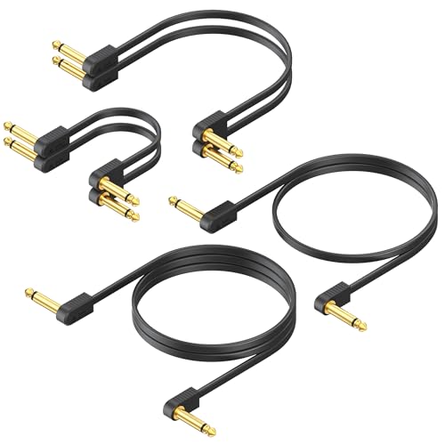 Image of AA AUDIO ACCESSORY Gold-Plated Flat Ribbon Guitar Patch Cables Multi-Pack 6-Pack, Kevlar-Reinforced Built-to-Last Noiseless Quad-Layer Shielded, Guitar Pedal Cables for BOSS MXR EBS Pedal