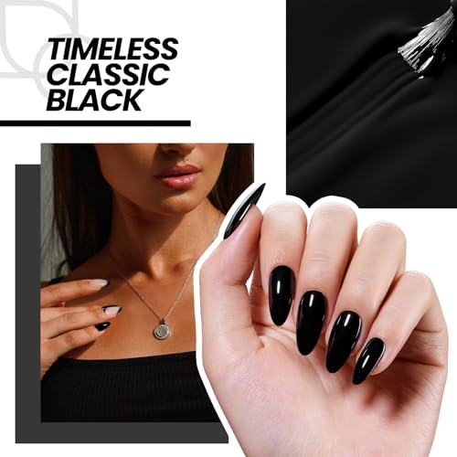 Image of Beetles Black Gel Nail Polish Kit with U V Light, 5 Pcs Gel Polish Kit with Base & Top Coat and Nail File for Beginners Soak Off Black DIY Art Set Manicure Gifts for Women