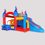 Castillo inflable 6 en 1 1 100% PVC con paredes de malla de seguridad, cama de salto de 18 x 9.8 x 8.8 pies