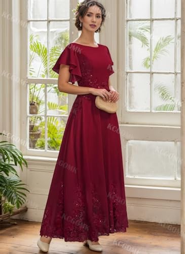 Flutter Sleeves Mother of The Bride Dresses for Women Lace Appliques Chiffon Long Elegant Formal Evening Gowns3