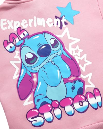Image of Disney Lilo and Stitch Girls Cozy Fleece Zip Up Graphic Hoodie Sweatshirt