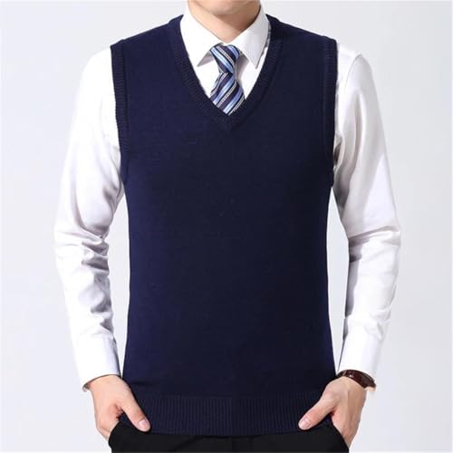 Men's Wool Knitted Sweater Vest Solid Color V-Neck Sleeveless Pullover Outwear Tops Waistcoat2