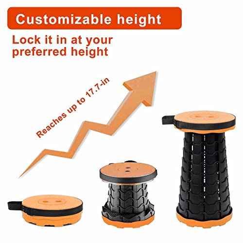 Image of VOLIXOD Foldable Telescoping Stool Portable, Retractable Stool for Adults, Upgraded Collapsible Folding Seats with Load Capacity 550lbs, Camping Stools for Adults