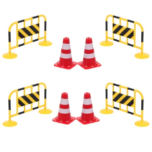 Zerodeko 8Pcs Traffic Barricade Road Sign Models for Educational Traffic Learning Tools Safe Material for Imaginative Play and Construction Projects