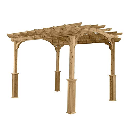 Suncast 10' x 12' Wood Pergola - Open Stable Pergola Perfect for Outdoor Settings, Backyards, Gardens, Patio BBQs, Outdoor Party
