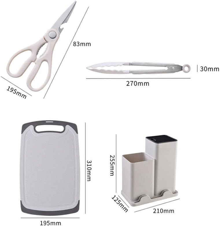 Set Coltelli da Cucina 19 Pezzi con Portautensili – 5 Coltelli in Acciaio + 13 Utensili da Cucina in Silicone – Set Cucina Completo Antiaderente e Resistente al Calore (Rosa)