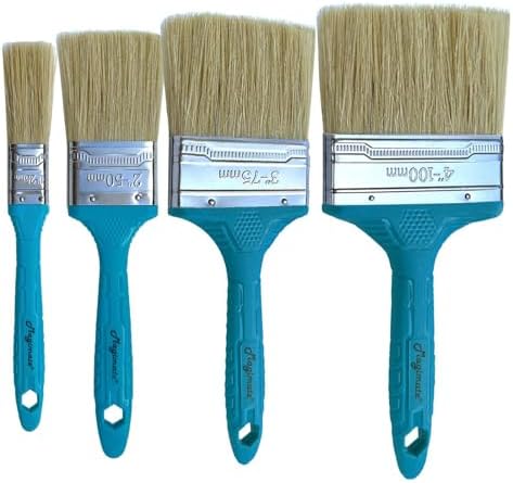 Magimate Stain Brush Set 1-inch 2-inch 3-inch and 4-inch Assortment, Bristle Paint Brush, Natural Bristle Blended with Synthetic, Chip Paint Brush Variety Staining Brushes Pack of Four