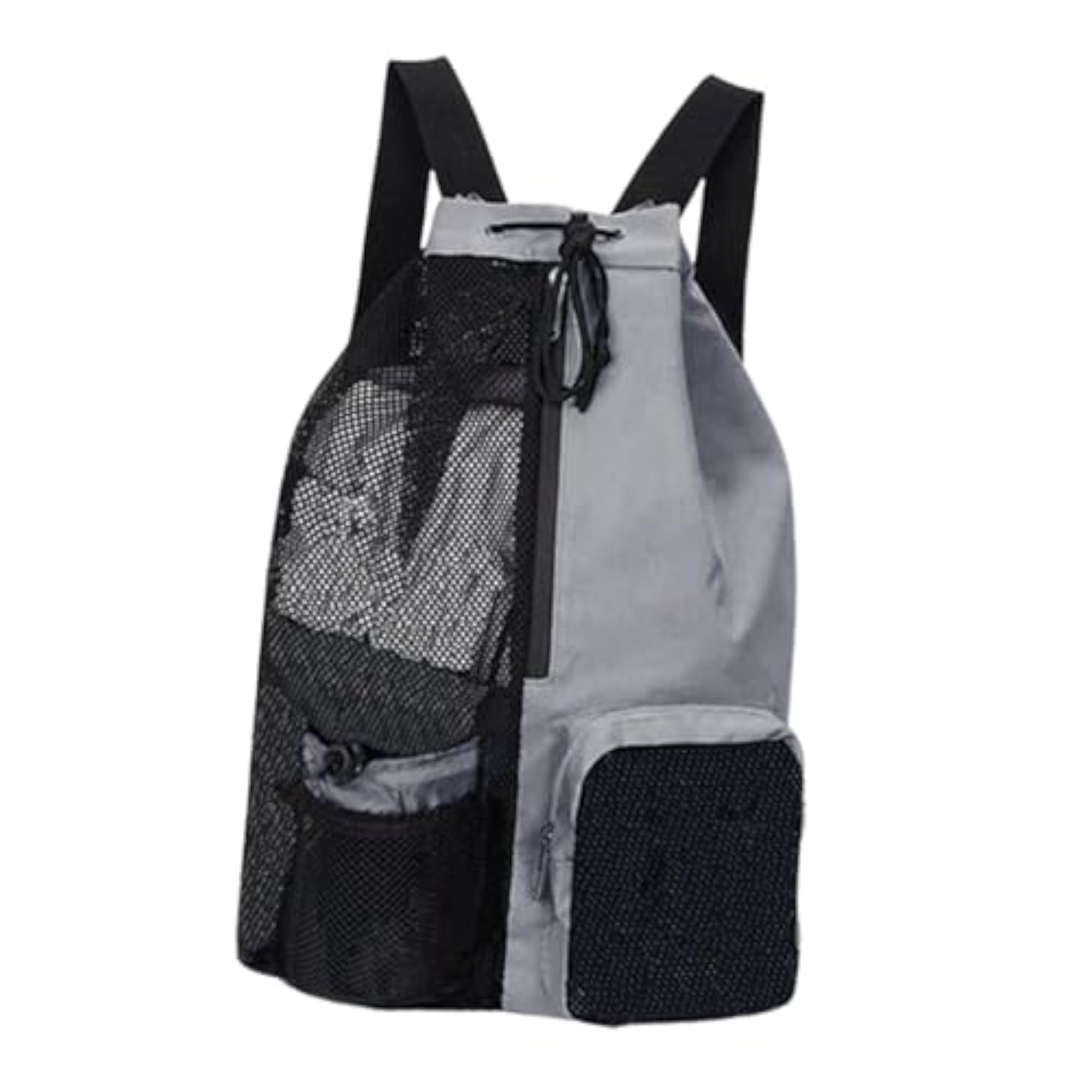 Mesh Drawstring Backpack, Large Capacity Gym Bag, Gray