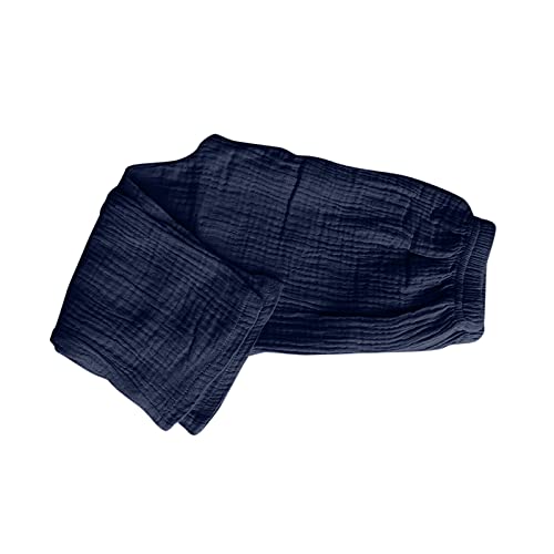 Moonker Toddler Baby Boys Cotton 7/8 Pants Baggy Straight Wide Leg Elastic Wide Cropped Pants Lightweight Solid2