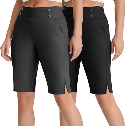 Pantalon de travail d'été décontracté avec poche : lot de 2 capris de sport gris noir taille S