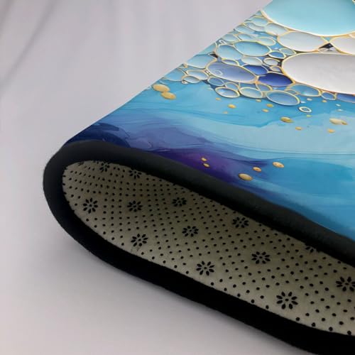 Tapis de sol design marbre bleu pour salon et chambre moderne