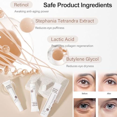 Retinol Eye Cream With Retinol Serum, Retinol Correxion Line Smoothing Eye Cream, Visibly Reduces Puffiness & Dark Circles, Eyes Pro-Retinol Anti Aging Eye Cream Treatment, 30g - Image 4