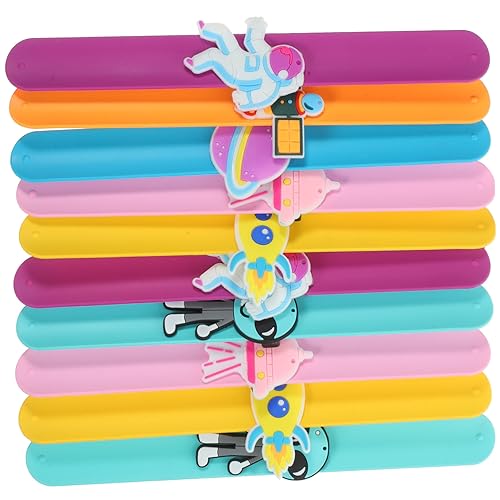 OFFIGAM 10pezzi Braccialetti Slap Tema Spaziale Regali Per Feste e Gadget Per Facili Da Indossare e Colorati Divertenti Giochi Per Compleanni e Eventi