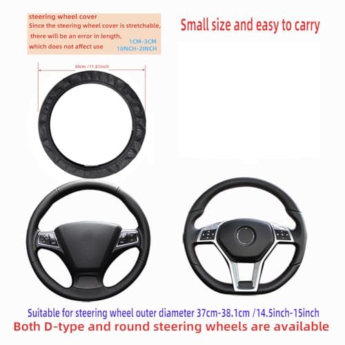 Huamengyuan Funda para volante de coche sin anillo interior, en negro y gris, adaptada a un diámetro de volante de 37-38 cm