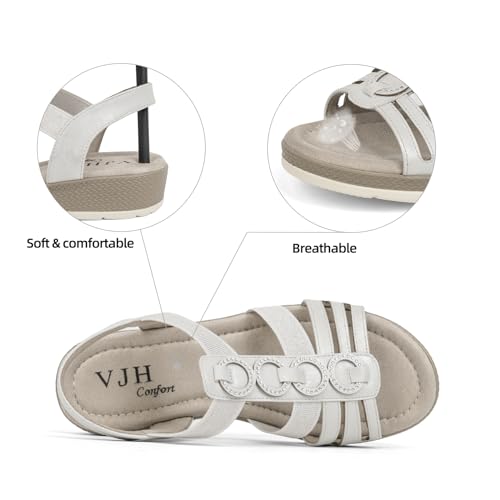 Image of VJH confort Women's Flat Sandals, Comfort Slip-on Elastic Ankle Strap Slingback Light Weight Casual Walking Sandals