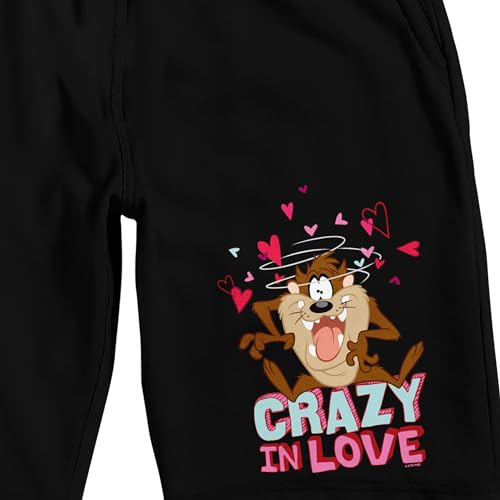 Looney Tunes Taz Crazy In Love Men's Black Sleep Pajama Shorts2