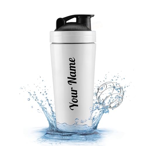 Image of CORPORATE PORIUM Customised Stainless Steel Shaker for Gym (White)- 100% Leakproof Guarantee,Leakproof Gym Shaker for Supplements Water Bpa Free Material Diwali Gift, 700 Milliliter