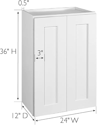Miniatura 61 de Brookings Shaker - Armario de cocina de pared sin ensamblar W2736, 27 ancho x 12 profundidad x 36 alto, pintado blanco con Sherwin Williams®, madera