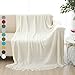 ALPHA HOME Soft Throw Blanket Warm & Cozy for Couch Sofa Bed Beach Travel - 50" x 60", Ivory