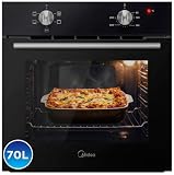 Midea Horno Electrico Empotrable Convencional de 70L y 2100W - Horno Integrable Negro con 4 funciones, y Rejilla