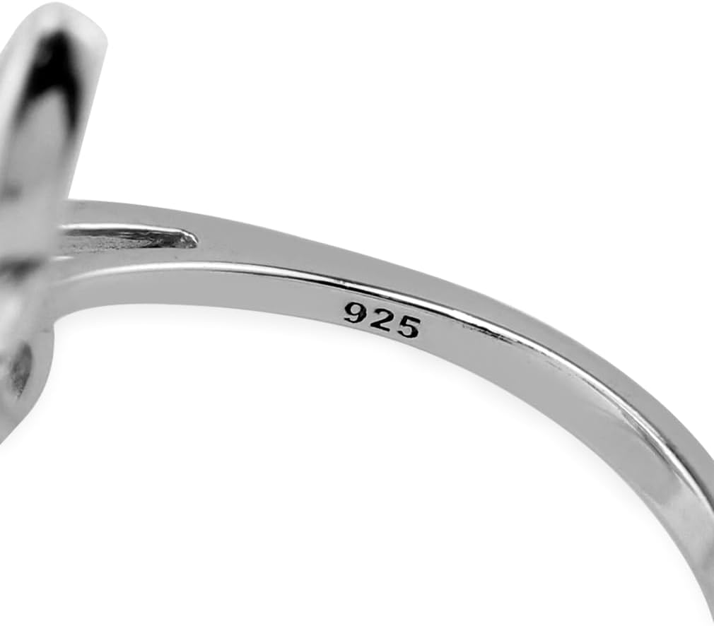 Silvershake 8X6mm Pear Shape Gemstone 925 Sterling Silver Leaf Vintage Inspired Solitaire Bypass Ring Jewelry for Women - Image 4