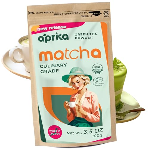 Matcha Powder, Japanese USDA and JAS Organic Matcha Green Tea Powder, Culinary Grade, Unsweetened, Perfect for Matcha Latte, Smoothies, Desserts - 3.5 oz/100g by AprikaLife