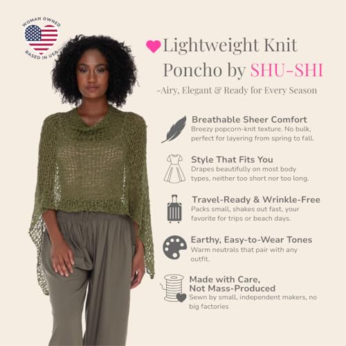 Image of SHU-SHI Summer Ponchos For Women Lightweight Sheer Popcorn Knit Sweater Cape Pullover